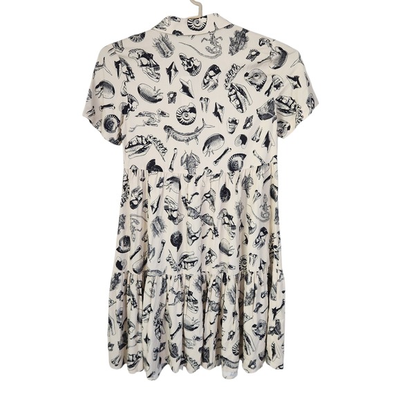 Dangerfield Tiered Babydoll Midi Dress 6 Body Fossils Quirky Goth Kawaii Grunge - Picture 3 of 10